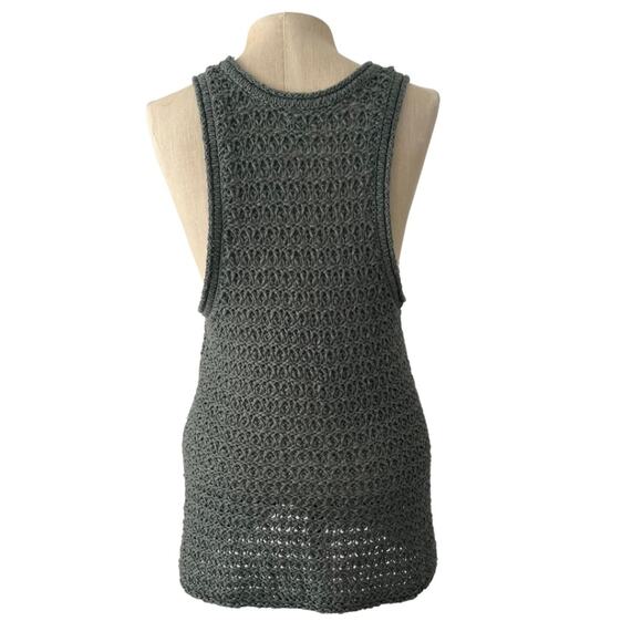 Aerie Cotton Crochet Knit Racerback Sweater Tank Top in Green Size M - Picture 5 of 5